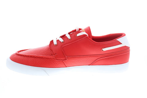 Lacoste Bayliss Deck 0921 1 Cma Mens Red Leather Loafers & Slipn Ons Boat Shoes