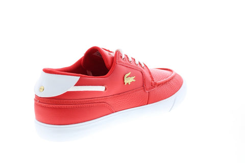 Lacoste Bayliss Deck 0921 1 Cma Mens Red Leather Loafers & Slipn Ons Boat Shoes