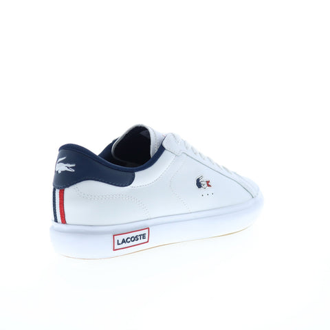 Lacoste Powercourt Tri 22 1 SMA Mens White Leather Lifestyle Sneakers Shoes