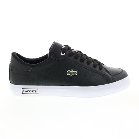 Lacoste Powercourt 222 Womens Black Leather Lifestyle Sneakers Shoes