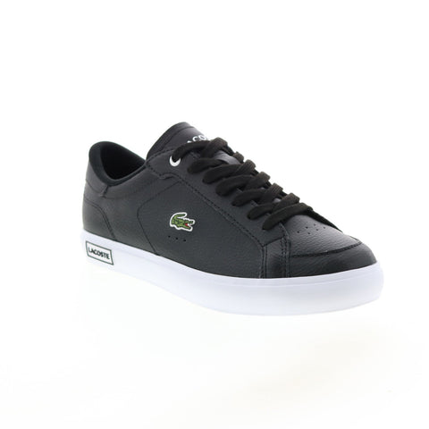 Lacoste Powercourt 222 Womens Black Leather Lifestyle Sneakers Shoes