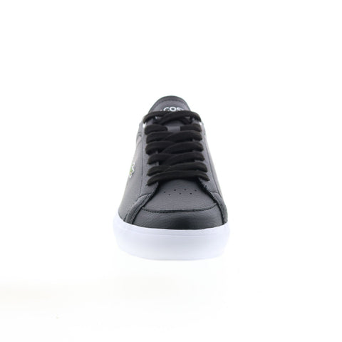 Lacoste Powercourt 222 Womens Black Leather Lifestyle Sneakers Shoes