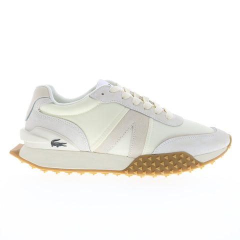Lacoste L-Spin Deluxe 123 1 SMA Mens Beige Leather Lifestyle Sneakers Shoes