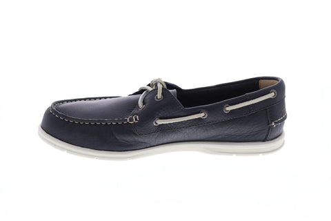 Sebago Naples Mens Gray Leather Casual Dress Lace Up Boat Shoes