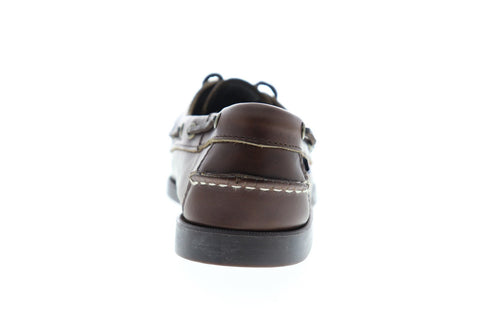 Sebago Portland Waxed 70000G0 Mens Brown Wide Leather Casual Lace Up Boat Shoes