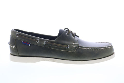 Sebago Portland Waxed 70000G0 Mens Green Leather Low Top Boat Shoes Loafers