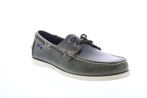 Sebago Portland Waxed 70000G0 Mens Green Leather Low Top Boat Shoes Loafers