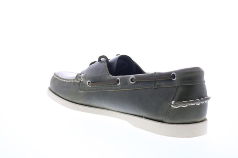 Sebago Portland Waxed 70000G0 Mens Green Leather Low Top Boat Shoes Loafers