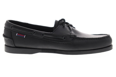 Sebago Portland 7000H00 Mens Black Leather Casual Lace Up Boat Shoes