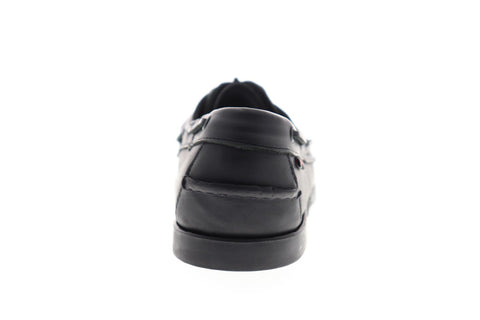 Sebago Portland 7000H00 Mens Black Leather Casual Lace Up Boat Shoes