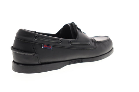 Sebago Portland 7000H00 Mens Black Leather Casual Lace Up Boat Shoes