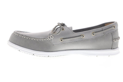 Sebago Litesides Two Eye FGL 7000HJ0 Mens Gray Wide Leather Casual Boat Shoes