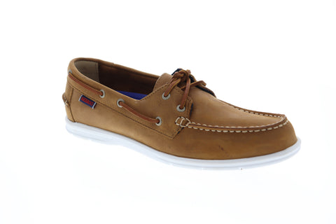 Sebago Litesides Fgl Mens Brown Leather Casual Dress Lace Up Boat Shoes