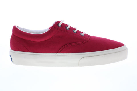 Sebago John 7001440 Womens Red Wide Canvas Lace Up Lifestyle Sneakers Shoes