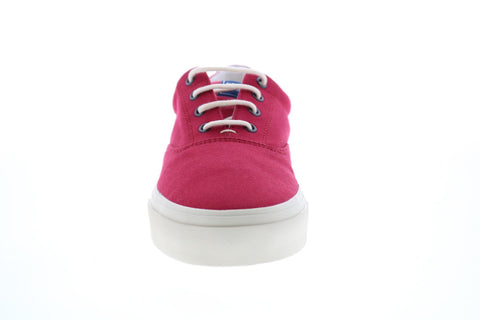 Sebago John 7001440 Womens Red Wide Canvas Lace Up Lifestyle Sneakers Shoes