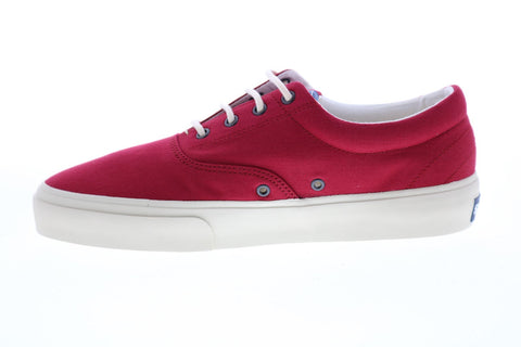 Sebago John 7001440 Womens Red Wide Canvas Lace Up Lifestyle Sneakers Shoes