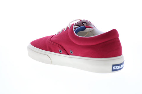Sebago John 7001440 Womens Red Wide Canvas Lace Up Lifestyle Sneakers Shoes
