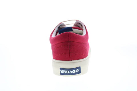 Sebago John 7001440 Womens Red Wide Canvas Lace Up Lifestyle Sneakers Shoes