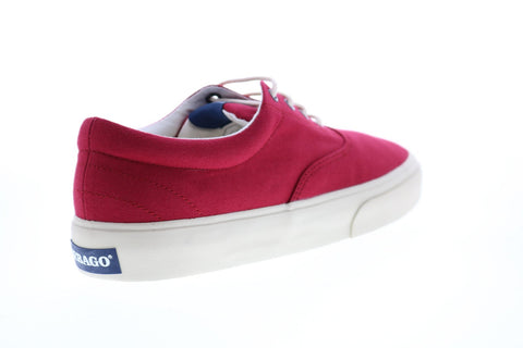 Sebago John 7001440 Womens Red Wide Canvas Lace Up Lifestyle Sneakers Shoes