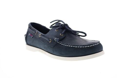 Sebago Portland Crazy Horse Mens Blue Wide Loafers & Slip Ons Boat Shoes