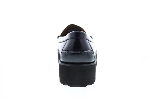 Sebago Dan Wedge 7001GF0 Womens Black Wide Leather Loafers & Slip Ons Penny Shoes