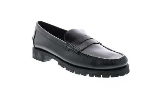 Sebago Dan Waxy Lug 7001HJ0 Mens Black Wide Loafers & Slip Ons Penny Shoes
