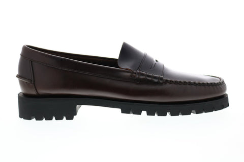 Sebago Dan Waxy Lug 7001JH0 Mens Brown Wide Loafers & Slip Ons Penny Shoes