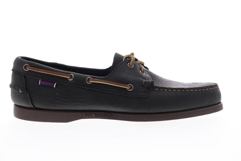 Sebago Docksides Portland Tumb Matte 7002JL0 Mens Black Leather Casual Boat Shoes 