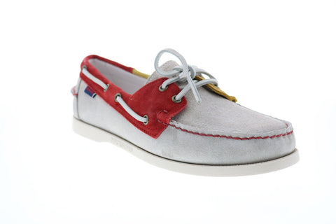 Sebago Portland Jibs 7002TP0 Mens White Suede Loafers & Slip Ons Boat Shoes