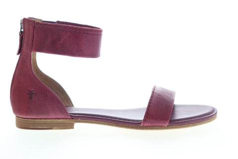 Frye Carson Ankle Zip 70044 Womens Red Leather Sandals Sport Sandals Shoes