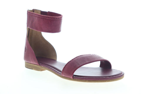 Frye Carson Ankle Zip 70044 Womens Red Leather Sandals Sport Sandals Shoes