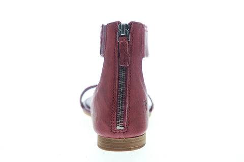 Frye Carson Ankle Zip 70044 Womens Red Leather Sandals Sport Sandals Shoes