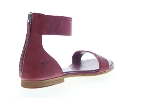 Frye Carson Ankle Zip 70044 Womens Red Leather Sandals Sport Sandals Shoes