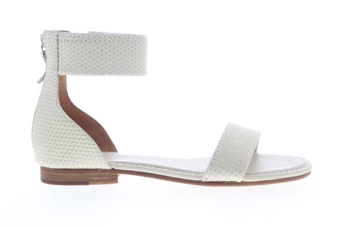 Frye Carson Ankle Zip 70045 Womens White Leather Sandals Sport Sandals Shoes