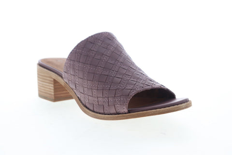 Frye Cindy Woven Mule 70054 Womens Brown Leather Slip On Heels Mule Shoes