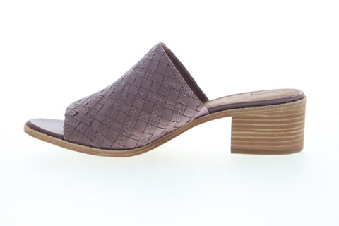 Frye Cindy Woven Mule 70054 Womens Brown Leather Slip On Heels Mule Shoes