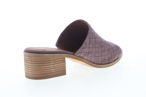 Frye Cindy Woven Mule 70054 Womens Brown Leather Slip On Heels Mule Shoes