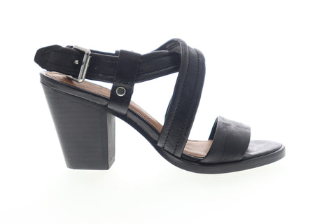 Frye Dani Criss Cross 70055 Womens Black Leather Strap Heels Shoes