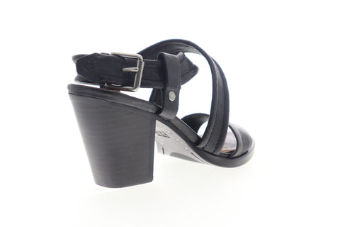 Frye Dani Criss Cross 70055 Womens Black Leather Strap Heels Shoes