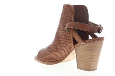 Frye Dani Woven Shield 70057 Womens Brown Leather Strap Heels Wedges Shoes