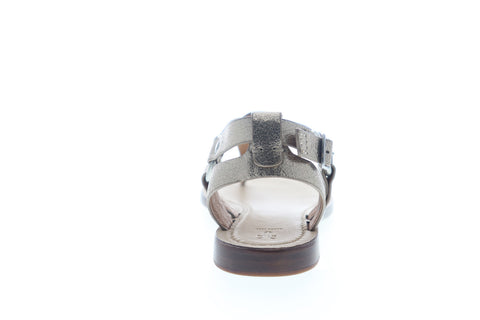 Frye Rachel Ring T Strap 70116 Womens Silver Gray Leather Strap Flats Shoes