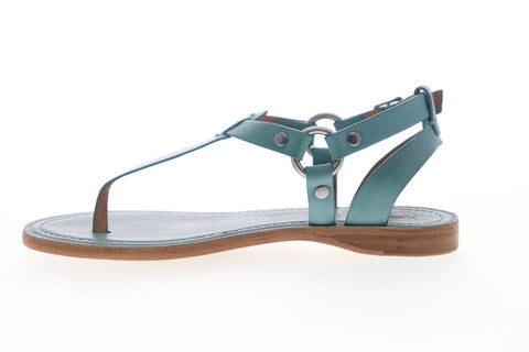 Frye Rachel Ring T Strap 70118 Womens Blue Leather Strap Sport Sandals Shoes