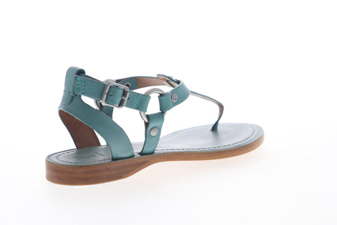 Frye Rachel Ring T Strap 70118 Womens Blue Leather Strap Sport Sandals Shoes