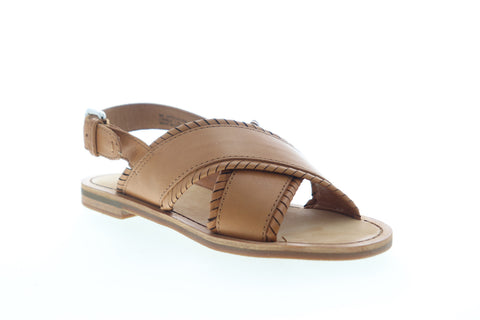Frye Robin Feather Criss Cross 70120 Womens Brown Slingback Sandals Shoes