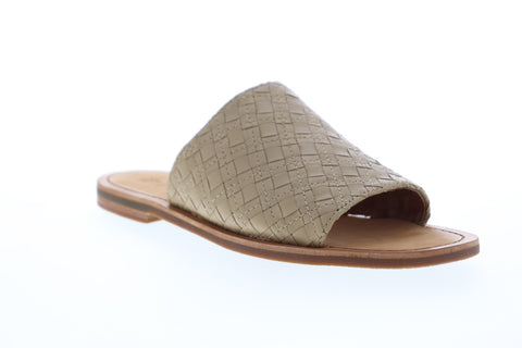 Frye Robin Woven Slide 70167 Womens Brown Leather Sandals Slip On Slides Shoes