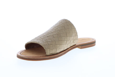 Frye Robin Woven Slide 70167 Womens Brown Leather Sandals Slip On Slides Shoes