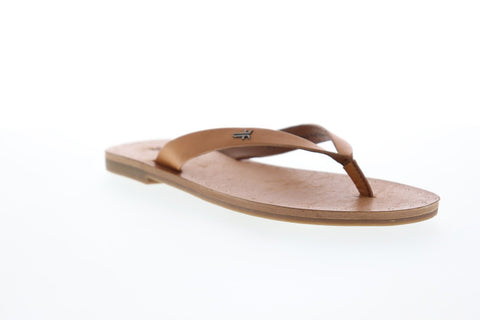Frye Azalea Logo 70198 Womens Beige Leather Strap Flip-Flops Sandals Shoes