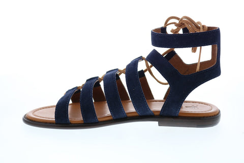 Frye Blair Side Ghillie 70224 Womens Blue Brown Suede Gladiator Sandals Shoes