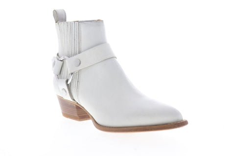 Frye Modern Harness Chelsea 70245 Womens White Leather Slip On Boots