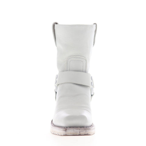 Frye Harness 8G 70254 Womens White Leather Slip On Casual Dress Boots Shoes